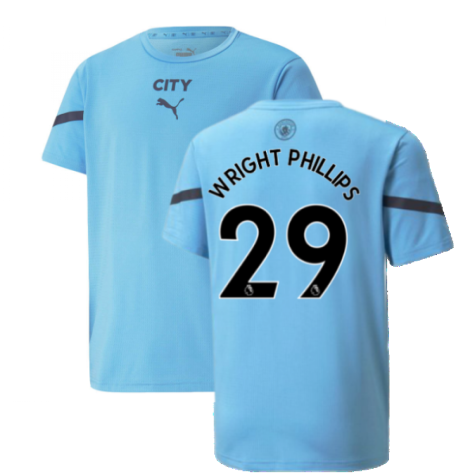 2021-2022 Man City Pre Match Jersey (Light Blue) (WRIGHT PHILLIPS 29)