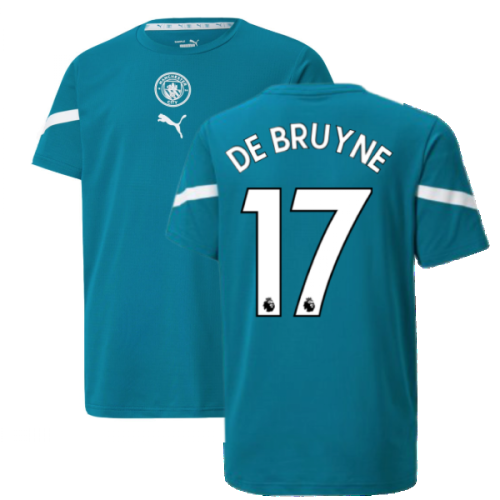 2021-2022 Man City Pre Match Jersey (Ocean Depths) - Kids (DE BRUYNE 17)