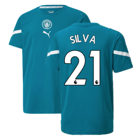 2021-2022 Man City Pre Match Jersey (Ocean Depths) - Kids (SILVA 21)