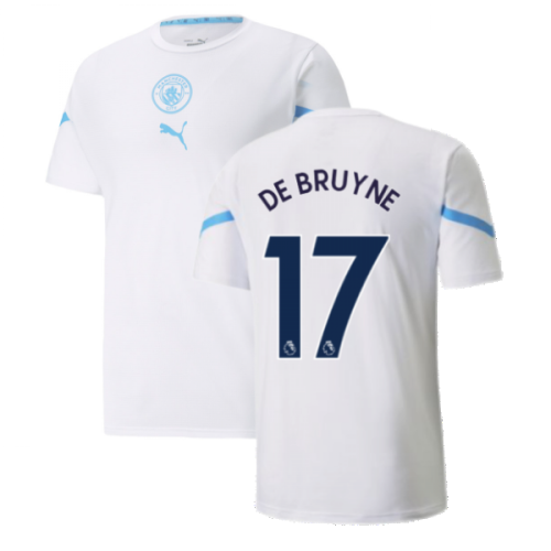 2021-2022 Man City Pre Match Jersey (White) - Kids (DE BRUYNE 17)