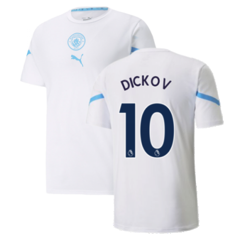 2021-2022 Man City Pre Match Jersey (White) - Kids (DICKOV 10)