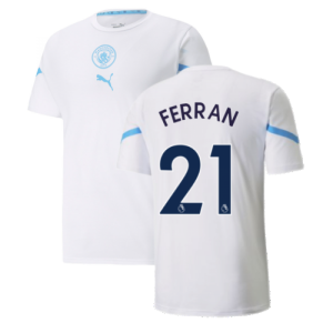 2021-2022 Man City Pre Match Jersey (White) - Kids (FERRAN 21)