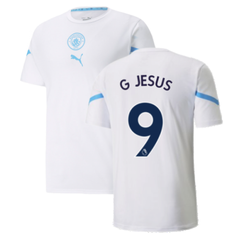 2021-2022 Man City Pre Match Jersey (White) - Kids (G JESUS 9)