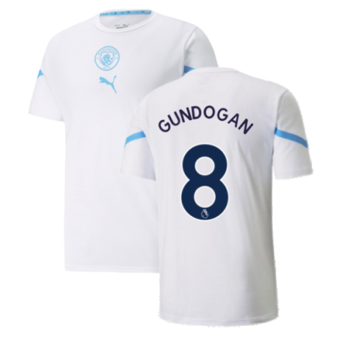 2021-2022 Man City Pre Match Jersey (White) - Kids (GUNDOGAN 8)