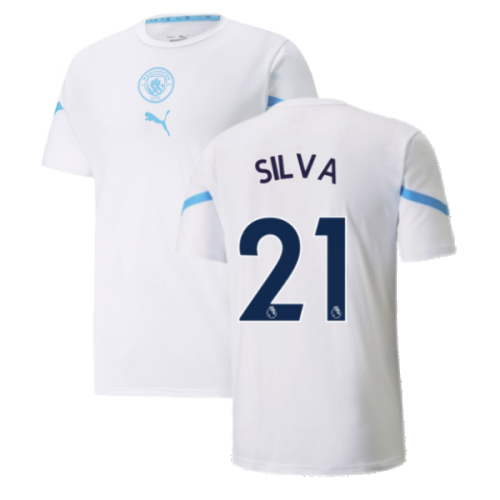 2021-2022 Man City Pre Match Jersey (White) - Kids (SILVA 21)