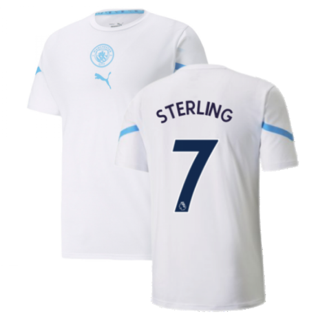 2021-2022 Man City Pre Match Jersey (White) - Kids (STERLING 7)