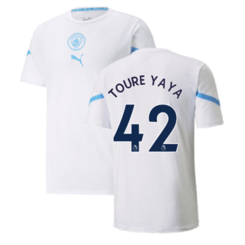 2021-2022 Man City Pre Match Jersey (White) - Kids (TOURE YAYA 42)