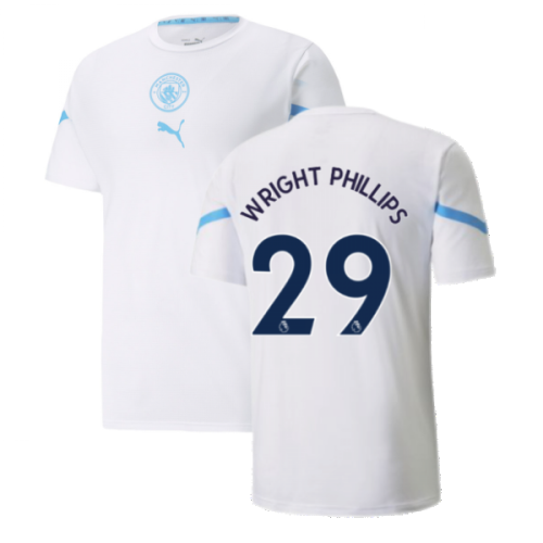 2021-2022 Man City Pre Match Jersey (White) - Kids (WRIGHT PHILLIPS 29)