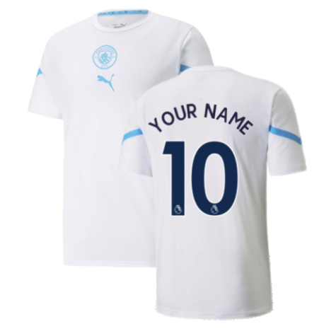 2021-2022 Man City Pre Match Jersey (White) - Kids (Your Name)