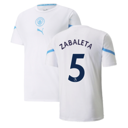 2021-2022 Man City Pre Match Jersey (White) - Kids (ZABALETA 5)