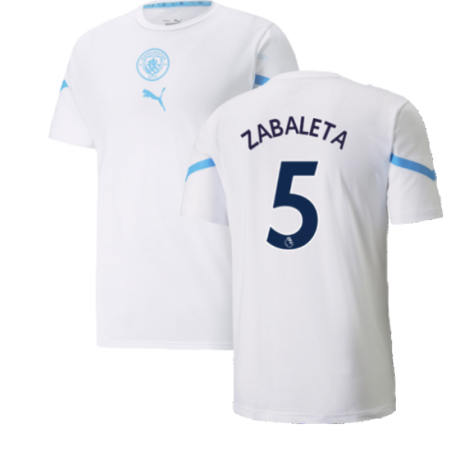 2021-2022 Man City Pre Match Jersey (White) (ZABALETA 5)