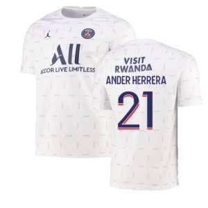 2021-2022 PSG Pre-Match Training Jersey (White) (ANDER HERRERA 21)