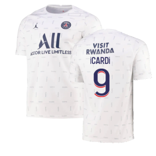 2021-2022 PSG Pre-Match Training Jersey (White) (ICARDI 9)