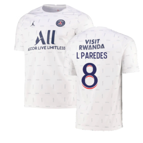 2021-2022 PSG Pre-Match Training Jersey (White) (L PAREDES 8)