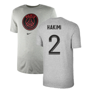 2021-2022 PSG Tee Evergreen Crest (Grey) (HAKIMI 2)