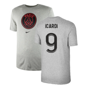 2021-2022 PSG Tee Evergreen Crest (Grey) (ICARDI 9)