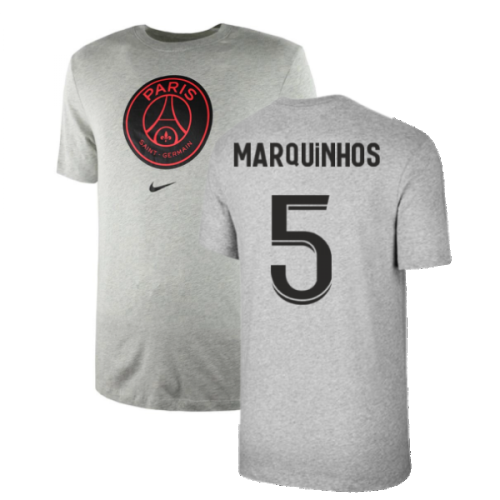 2021-2022 PSG Tee Evergreen Crest (Grey) (MARQUINHOS 5)