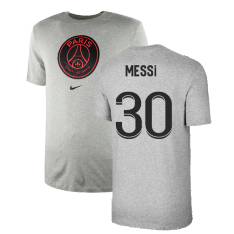 2021-2022 PSG Tee Evergreen Crest (Grey) (MESSI 30)