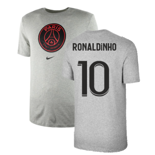 2021-2022 PSG Tee Evergreen Crest (Grey) (RONALDINHO 10)