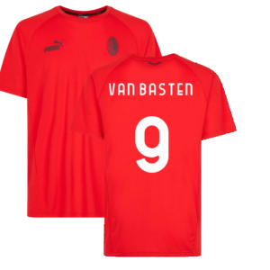 2022-2023 AC Milan Casuals Tee (Red) (VAN BASTEN 9)