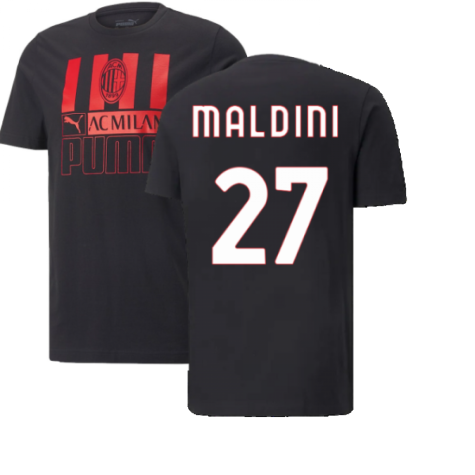 2022-2023 AC Milan FtblCore Tee (Black) (MALDINI 27)