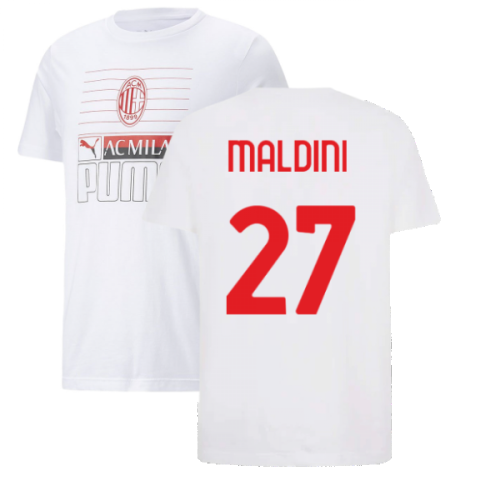 2022-2023 AC Milan FtblCore Tee (White) (MALDINI 27)