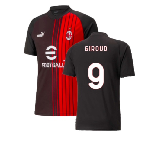 2022-2023 AC Milan Pre-Match Jersey (Black-Red) (Giroud 9)