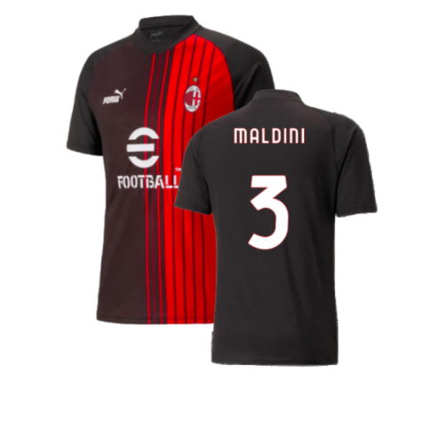 2022-2023 AC Milan Pre-Match Jersey (Black-Red) (MALDINI 3)