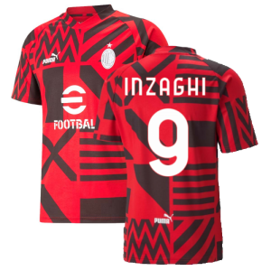 2022-2023 AC Milan Pre-Match Jersey (Red) (INZAGHI 9)