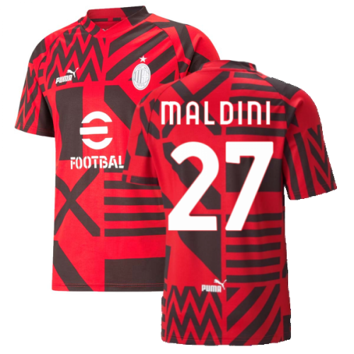 2022-2023 AC Milan Pre-Match Jersey (Red) (MALDINI 27)