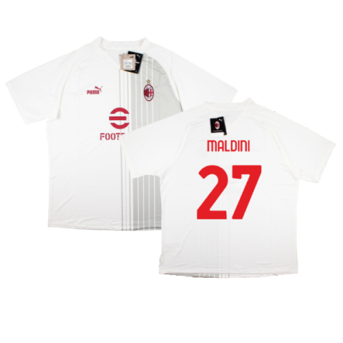 2022-2023 AC Milan Pre-Match Shirt (White-Red) (MALDINI 27)