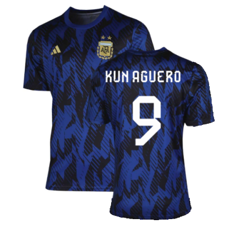 2022-2023 Argentina Pre-Match Shirt (Blue) (KUN AGUERO 9)