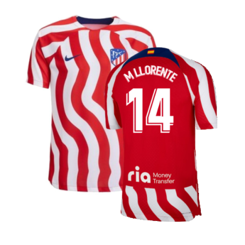 2022-2023 Atletico Madrid Home Player Issue Jersey (M LLORENTE 14)