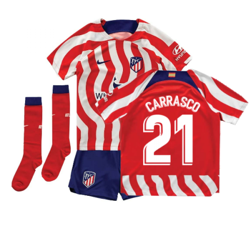 2022-2023 Atletico Madrid Little Boys Home Shirt (CARRASCO 21)