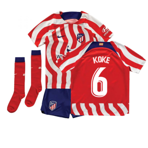 2022-2023 Atletico Madrid Little Boys Home Shirt (KOKE 6)