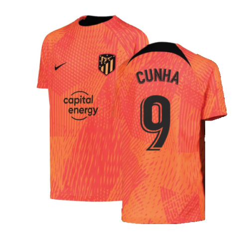 2022-2023 Atletico Madrid Pre-Match Shirt (Laser Crimson) - Kids (CUNHA 9)