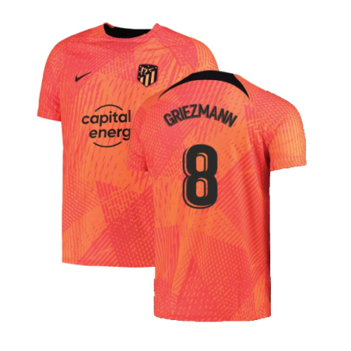 2022-2023 Atletico Madrid Pre-Match Training Shirt (Laser Crimson) (GRIEZMANN 8)