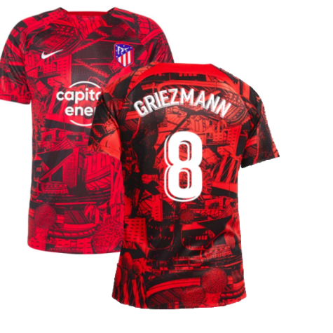 2022-2023 Atletico Madrid Pre-Match Training Shirt (Red) (GRIEZMANN 8)