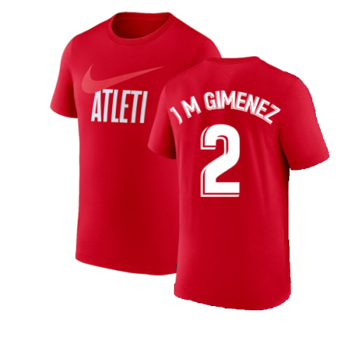 2022-2023 Atletico Madrid Swoosh Tee (Red) (J M GIMENEZ 2)