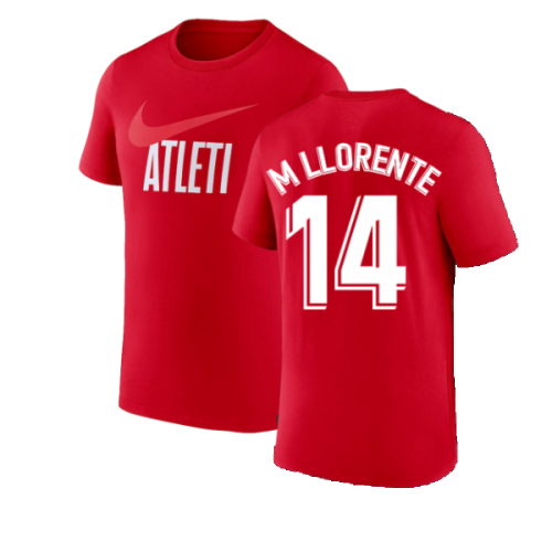 2022-2023 Atletico Madrid Swoosh Tee (Red) (M LLORENTE 14)