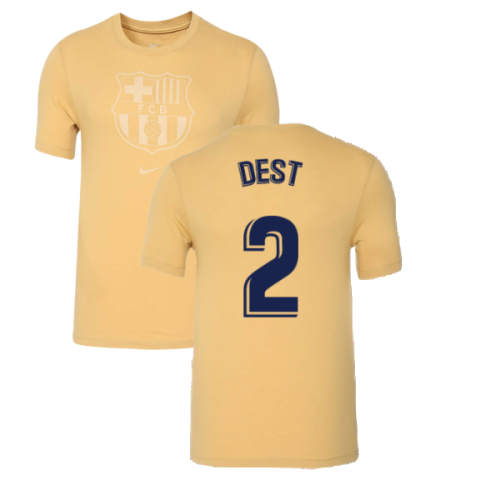 2022-2023 Barcelona Evergreen Crest Tee (Gold) (DEST 2)
