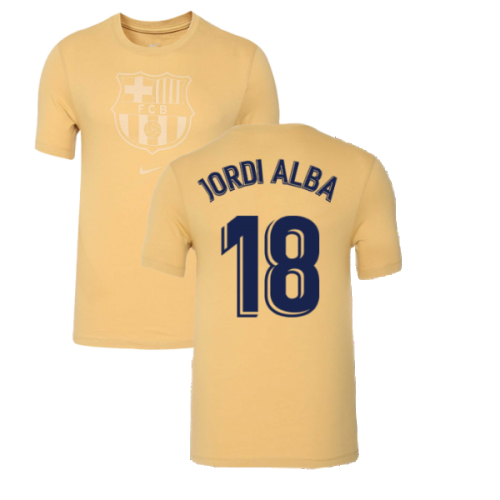 2022-2023 Barcelona Evergreen Crest Tee (Gold) (JORDI ALBA 18)