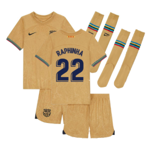 2022-2023 Barcelona Little Boys Away Kit (RAPHINHA 22)