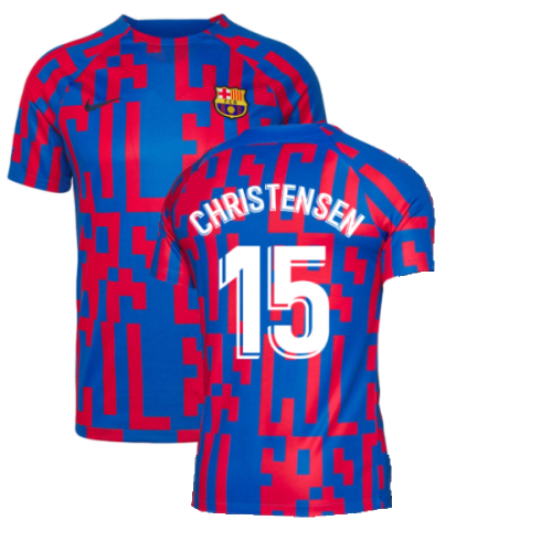 2022-2023 Barcelona Pre-Match Training Shirt (Blue) (CHRISTENSEN 15)