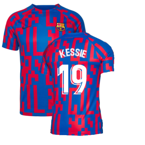 2022-2023 Barcelona Pre-Match Training Shirt (Blue) (KESSIE 19)