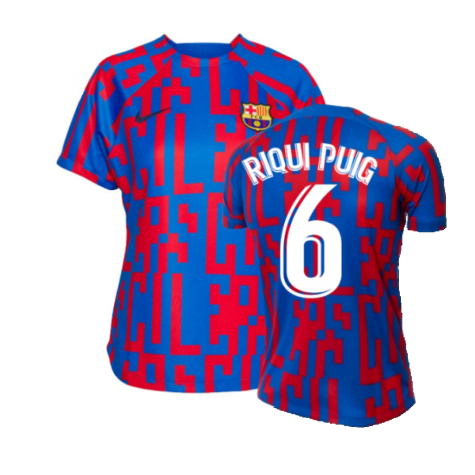 2022-2023 Barcelona Pre-Match Training Shirt (Blue) - Ladies (RIQUI PUIG 6)