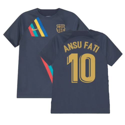 2022-2023 Barcelona Pre-Match Training Shirt (Obsidian) - Kids (ANSU FATI 10)