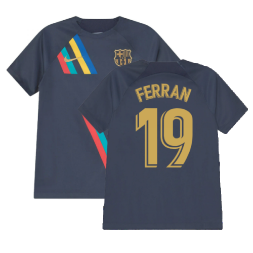 2022-2023 Barcelona Pre-Match Training Shirt (Obsidian) - Kids (FERRAN 11)