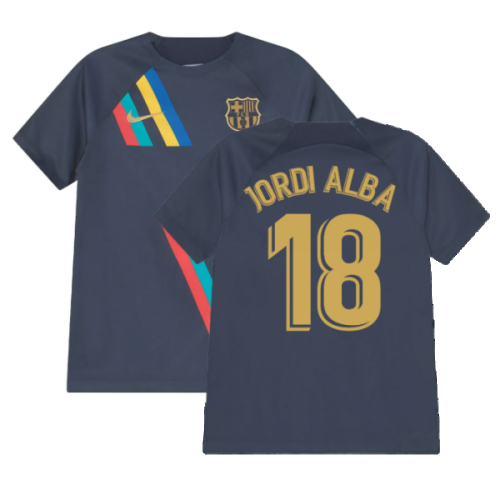 2022-2023 Barcelona Pre-Match Training Shirt (Obsidian) - Kids (JORDI ALBA 18)