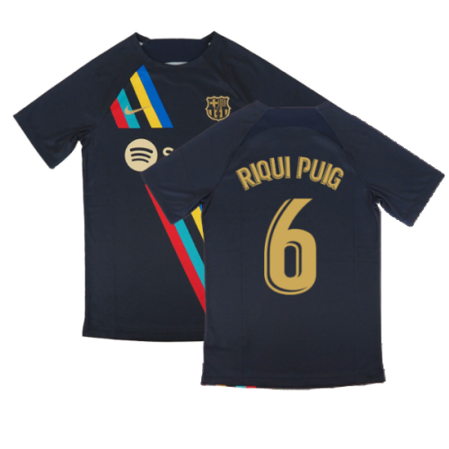 2022-2023 Barcelona Pre-Match Training Shirt (Obsidian) (RIQUI PUIG 6)